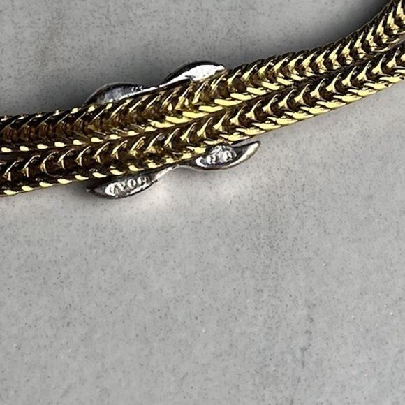 Vintage Double Strand Gold Tone Necklace Lot Avon X & Knot Tie 16-18" Costume - Picture 10 of 13